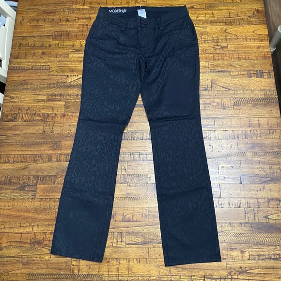 NWT Ann Taylor Black Cheetah Print Jeans - Picture 2 of 8